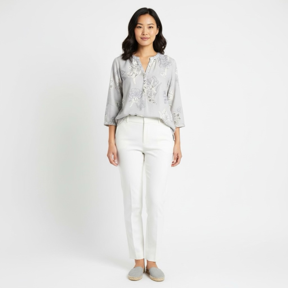 Gray Floral Blouse